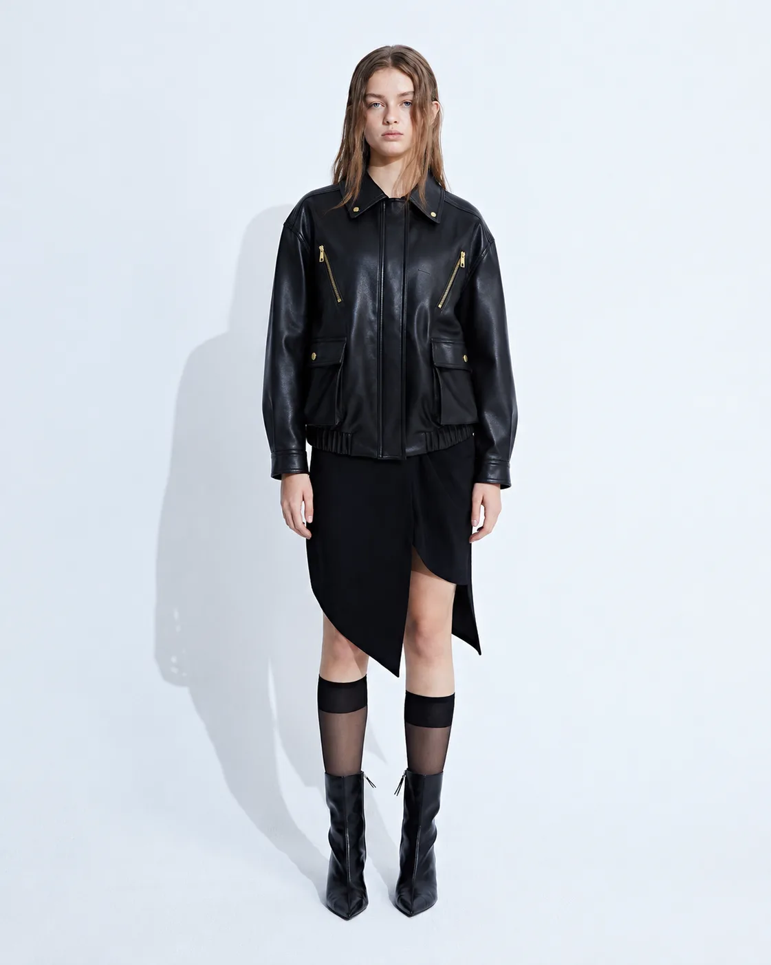 Cargo Pocket Leather Jumper