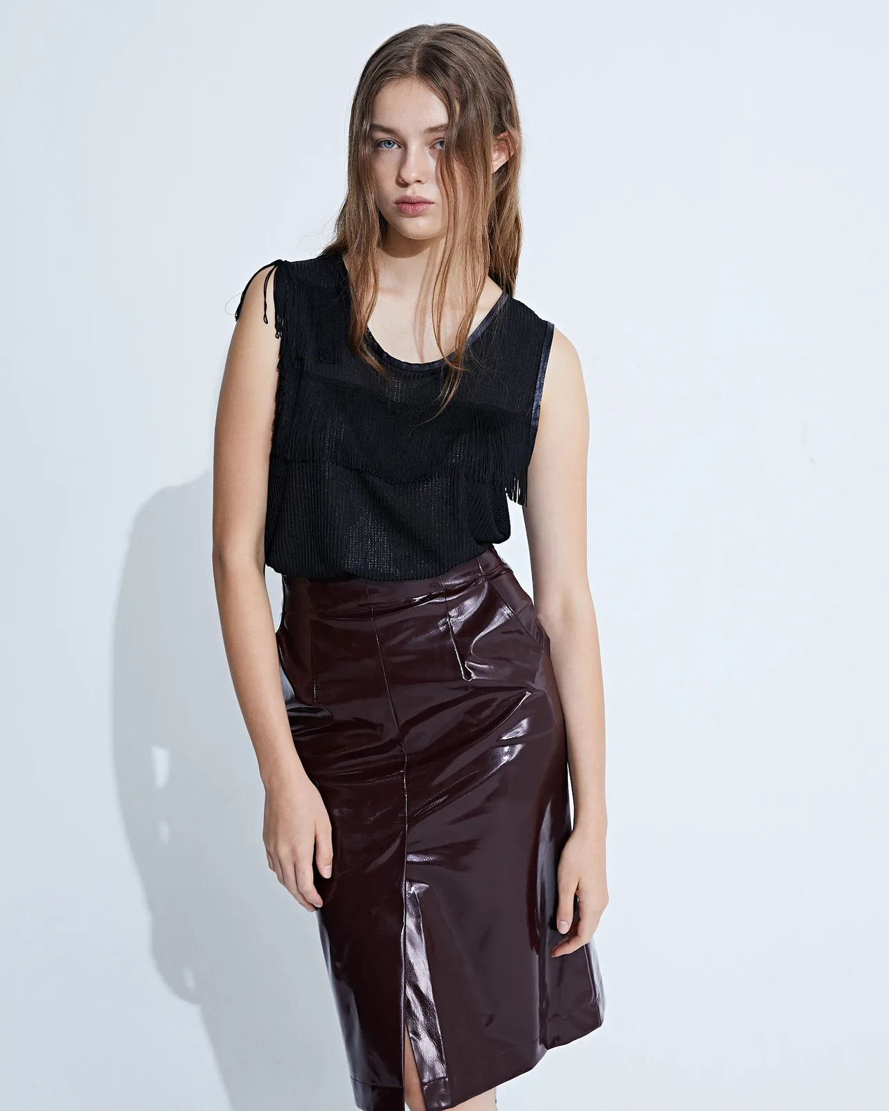 Patent Leater Skirt