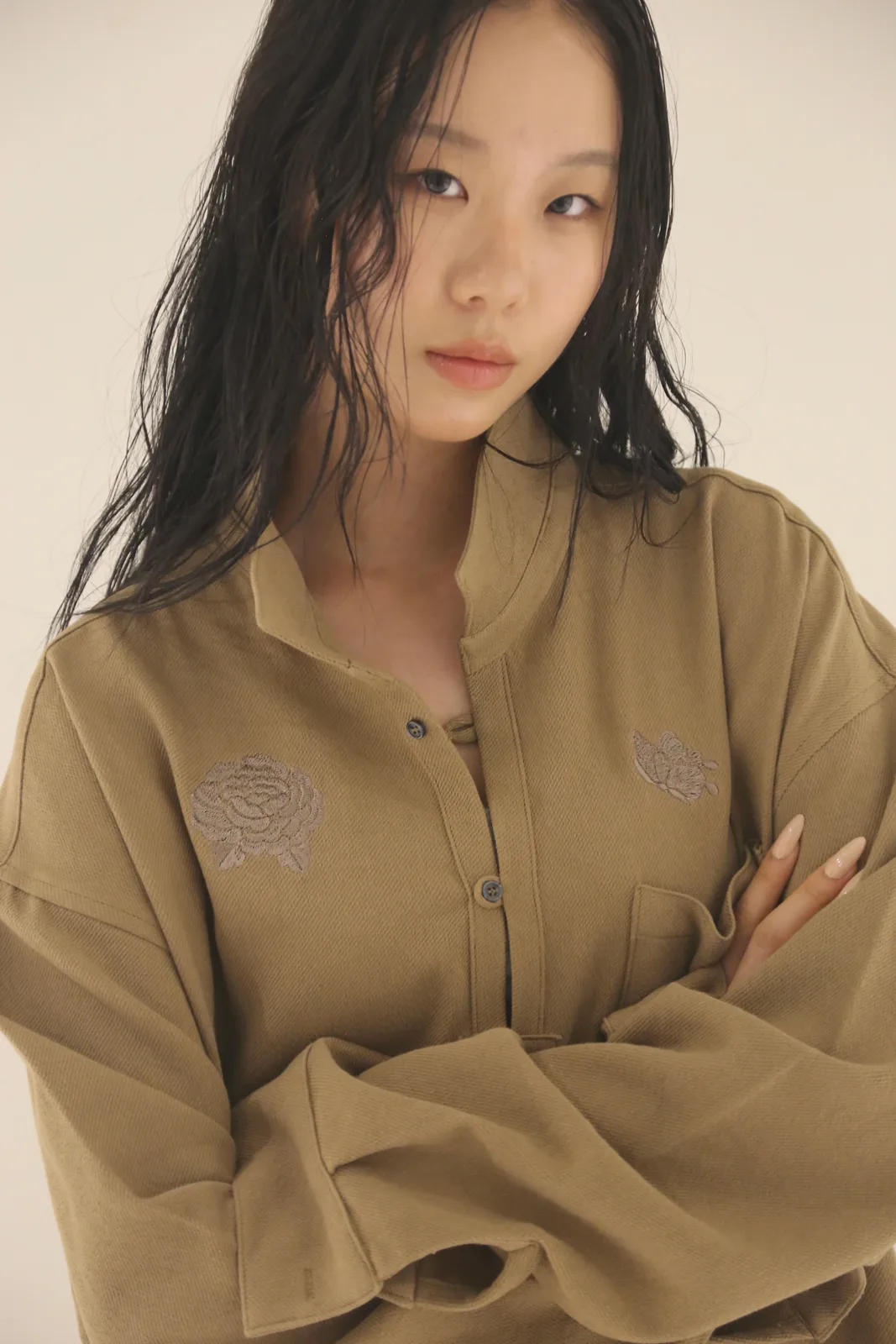 Embroidered Linen Half-Zip.