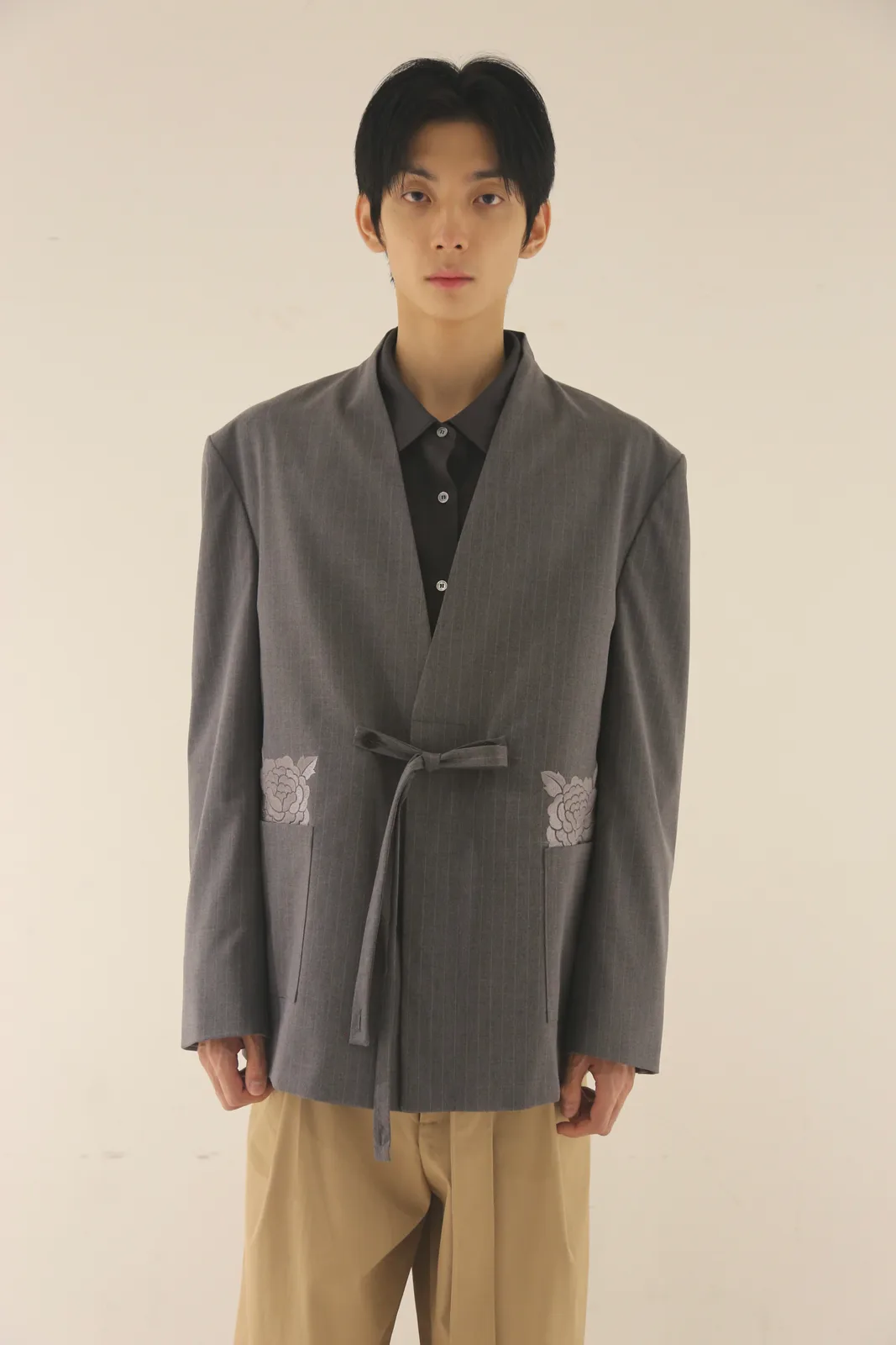Moran Floral Embroidered Pocket Stripe Blazer  - Modular 2