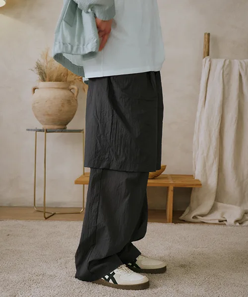 unisex seethrough layered pants